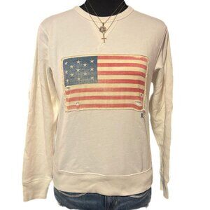ivory distressed american flag crewneck